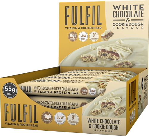 Remplir la vitamine et la barre protéinée au chocolat blanc et à la pâte à biscuits