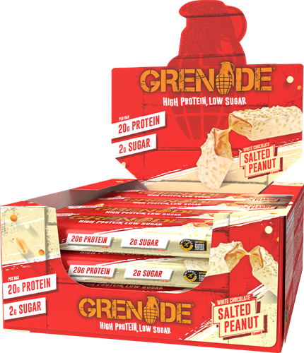 Grenade grenade killa protéine barre de protéines au chocolat blanc arachide salée